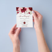 Budget Burgundy Pink Floral Wedding Flyer (Hand)