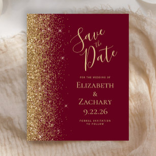 Budget Burgundy Red Gold Enregistrer la carte Date