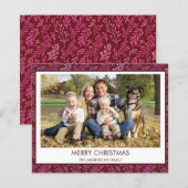 Budget Burgundy Red Leaf Pattern Merry Kerstry (Voorkant / Achterkant)