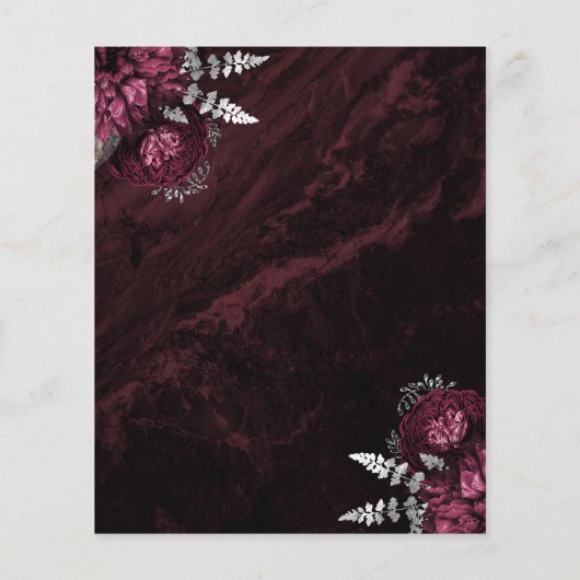 Budget Burgundy Silver Floral Save the Date (Achterkant)