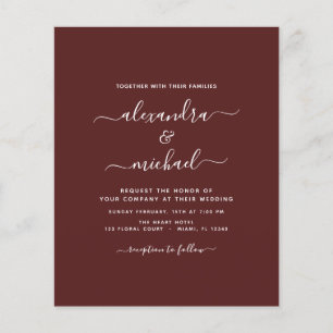 Budget Burgundy Trouwen Moderne Typografie Flyer