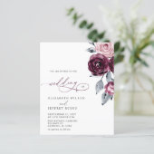 Budget Burgundy White Floral Wedding Invitations (Staand voorkant)