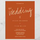 Budget Burnt Oranje Typography Wedding Invitation (Voorkant)