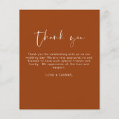 Budget Burnt Sinaasappel bruiloft Dank u kaart (Achterkant)