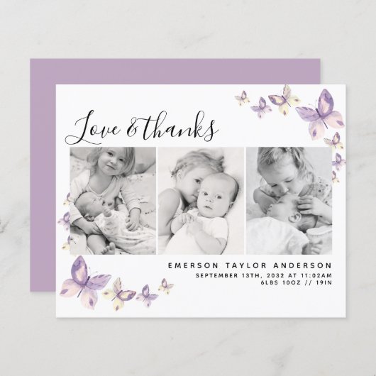 Budget Butterfly Foto Baby Hartelijk dank (Voorkant / Achterkant)