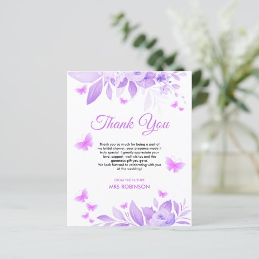 Budget Butterfly Vrijgezellenfeest Dank u kaart (Staand voorkant)