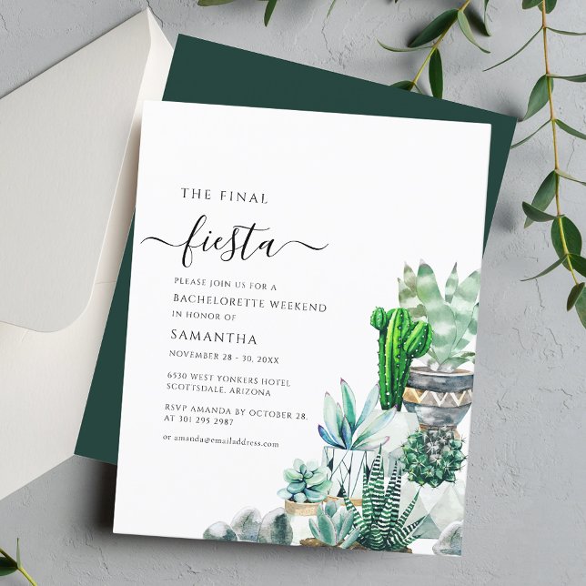 Budget Cacti Plant Bachelorette (Bachelorette Weekend Final Fiesta Cacti Script Party Invitation)