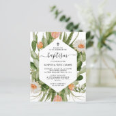 Budget Cactus Flowers Frame Baptism Invitation (Staand voorkant)