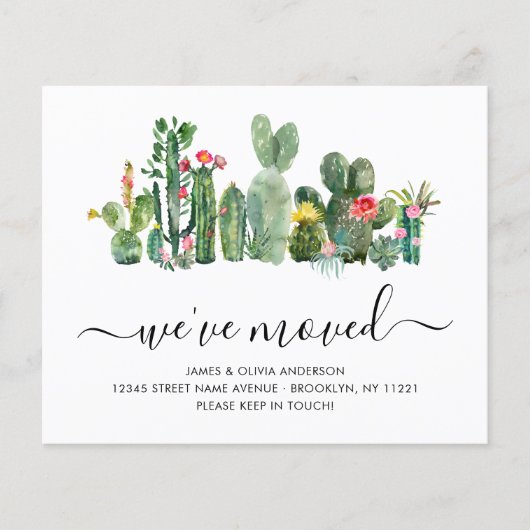 Budget Cactus Nous avons déménagé Nouvelle carte d (Devant)