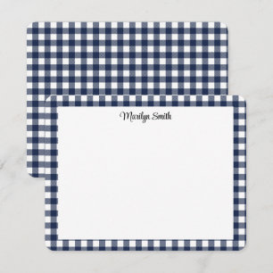 Budget Cadeau Klassiek Navy & Witte Gingham Plaid Notitiekaartje