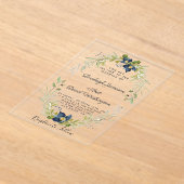 Budget Cadre floral bleu faire-part de mariage (Poser)