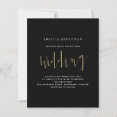 Budget Calligrafie Gold Black Wedding Uitnodiging (Voorkant)