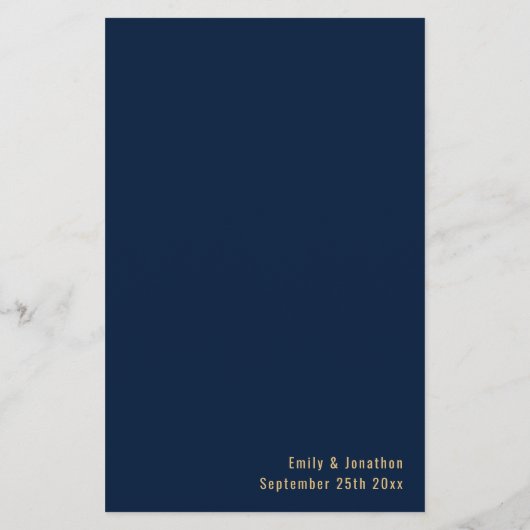 Budget Calligraphie Marine Blue Gold Mariage Menu (Dos)