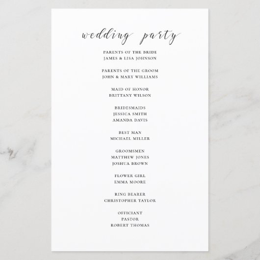 Budget calligraphie noir et blanc programme de mar (Dos)