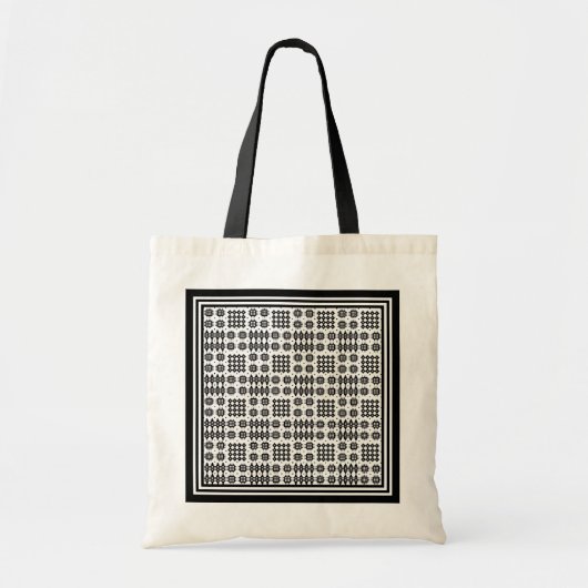 Budget Canvas tas Zwart Wit Welsh Tapestry Pattern (Voorkant)