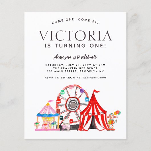 Budget Carnival Circus Festival Party Kind Birthda (Voorkant)