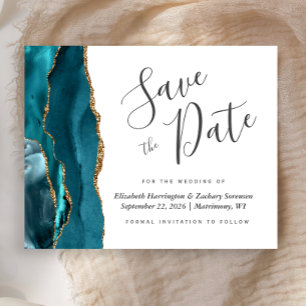 Budget Carte de Mariage Économique Turquoise Agate