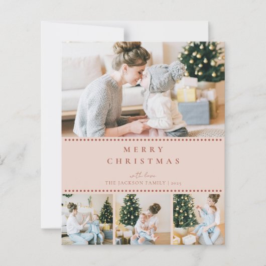 BUDGET Carte de Noël moderne blush multi-photos (Devant)