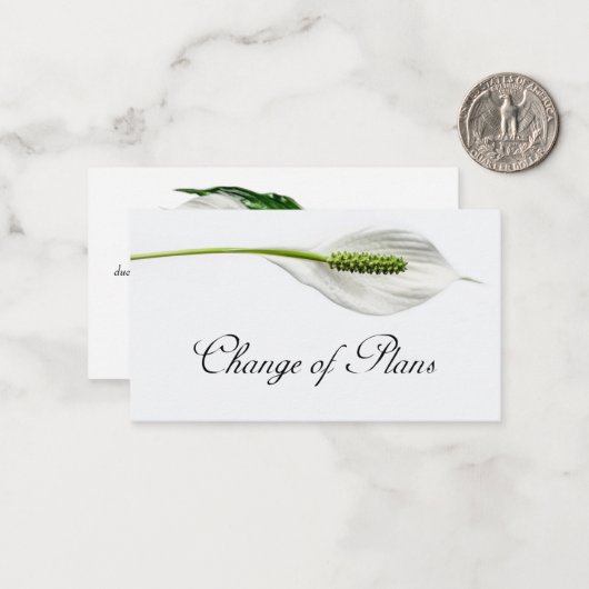 Budget. Carte de note Changement de plan en blanc (Devant/Arrière en situation)