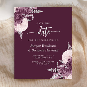 Budget Carte de Préavis Florale Mauve Argent