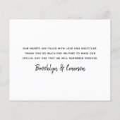 BUDGET Carte de remerciements Mariage simple (Dos)