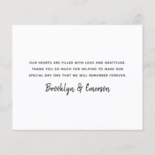 BUDGET Carte de remerciements Mariage simple (Dos)