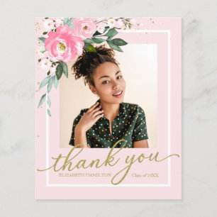 Budget Carte de remerciements Rose Chaud Floral Gr