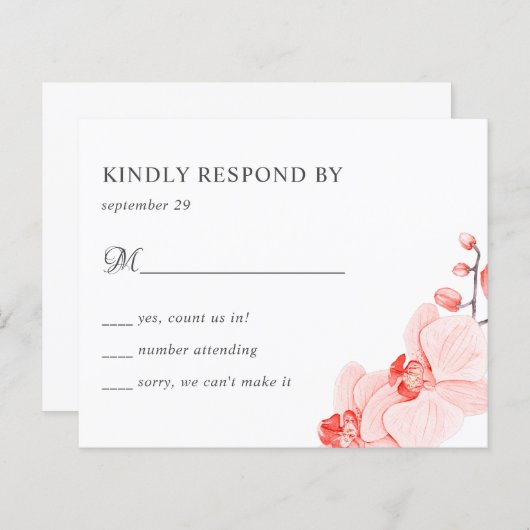 BUDGET Carte de réponse de mariage botanique chic  (Devant / Derrière)