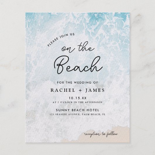 Budget Casual op het strand bruiloft uitnodiging Flyer (Voorkant)