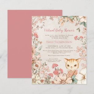 Budget Cat Girl Virtual Baby shower Invitation