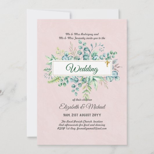 Budget CATHOLIQUE MARIAGE chrétien INVITATIONS ver (Devant)