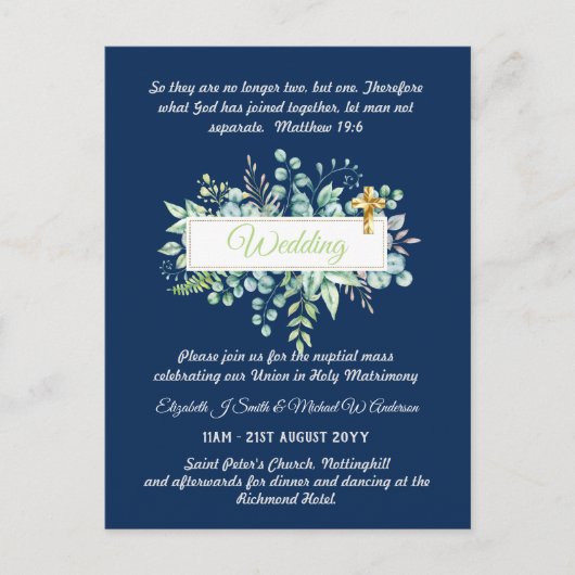 BUDGET Catholique Mariage Invitations Croix de ver (Devant)
