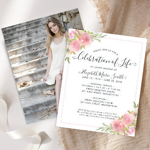 Budget Celebration of Life Pink Photo Funeral