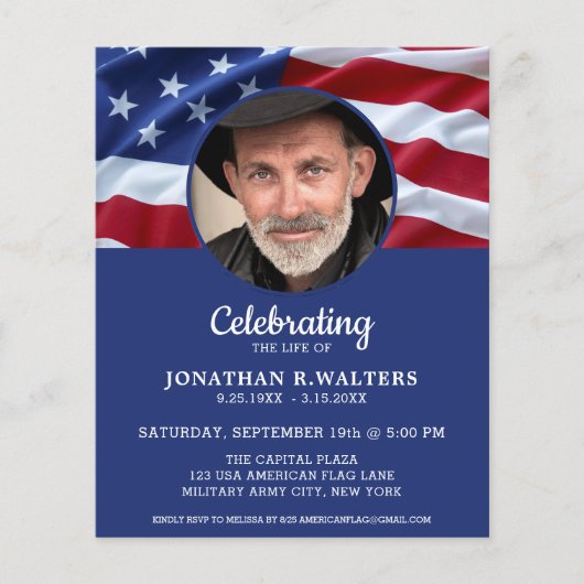 Budget Celebration Of Life USA Drapeau Carte Patri (Devant)