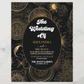 Budget Celestial Zwart Goud Bruiloft Flyer (Voorkant)