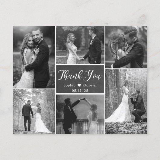Budget Chalkboard Foto Collage Weddenschap Bedankt Flyer (Voorkant)