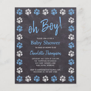 Budget Chalkboard Paw Drukt Blue Boy Baby shower a
