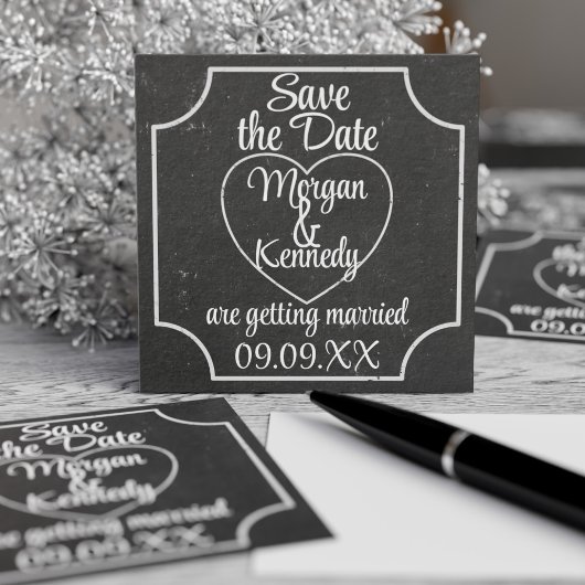 Budget Chalkboard Wedding Save the Dates 100 pack Vierkante Visitekaartjes