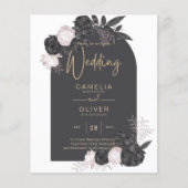 BUDGET Charcoal Gray roze Roses Wedding INVITE (Voorkant)