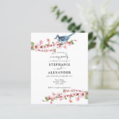 Budget Cherry Blossom Bird Evening Party Invite (Staand voorkant)