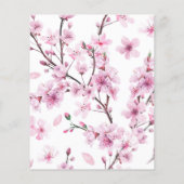 Budget Cherry Blossom & Gold Lijst Wedding Invite (Achterkant)