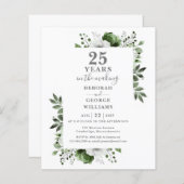 Budget Chic 25e bruiloft Jubileum Bloemen Uitnodig (Voorkant / Achterkant)
