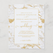 Budget Chic Gold Foil Marble Wedding Uitnodiging (Voorkant)