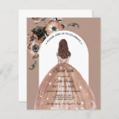 Budget Chic Pink Floral Sweet 16th Arch Invite (Voorkant / Achterkant)
