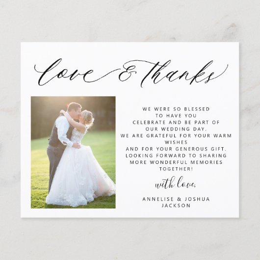 Budget chic script 2 foto's bruiloft liefde bedank (Voorkant)