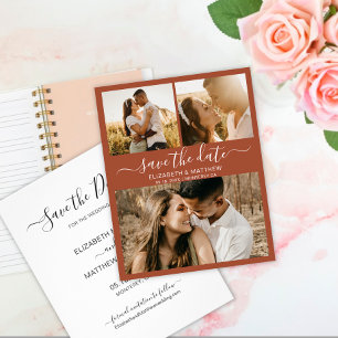 Budget Chic Script Foto Terracotta Save The Date Flyer