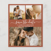 Budget Chic Script Photo Terracotta Save the Date Flyer (Voorkant)