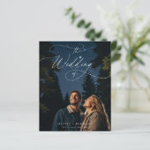 Budget Chic Script Romantische trouwfoto uitnodigt (Staand voorkant)