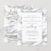 Budget Chic Silver Foil Marble Wedding Uitnodiging (Voorkant / Achterkant)