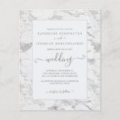 Budget Chic Silver Foil Marble Wedding Uitnodiging (Voorkant)